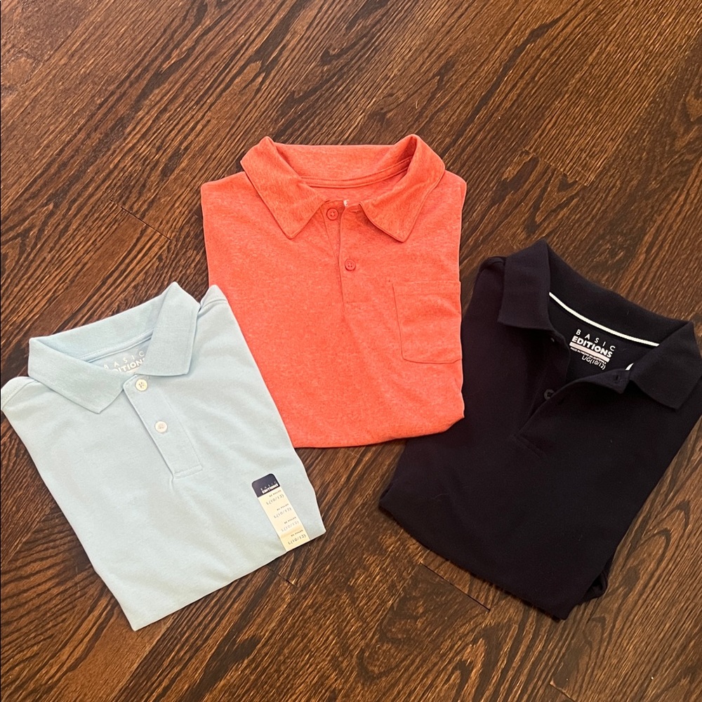 Lot of 3 Boys Polos: 1 Cat & Jack and 2 NEW Basic Additions Kids Polo